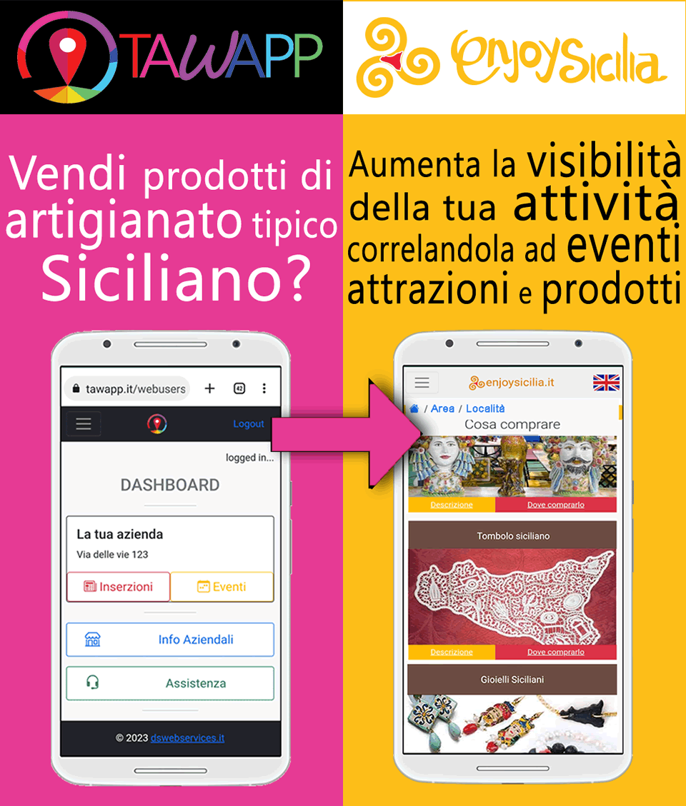 Tawapp ed enjoysicilia per negozi oggettistica e artigianato